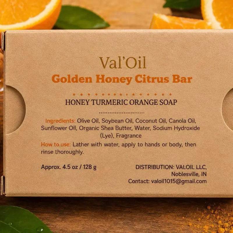 Valoil Honey-Citrus Turmeric Soap Bar, Scented Body Care Cleanser with Moisturizing Benefits, Ideal Gift for Bath & Shower Use Moisturize Blend