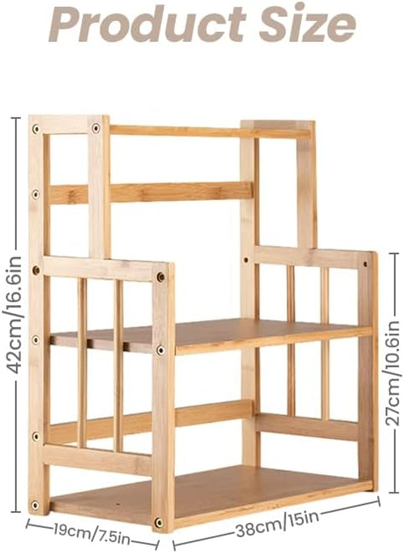 3-Tier Bamboo Spice Rack - Adjustable Kitchen Countertop Organizer for Herbs, Jars, and Bottles