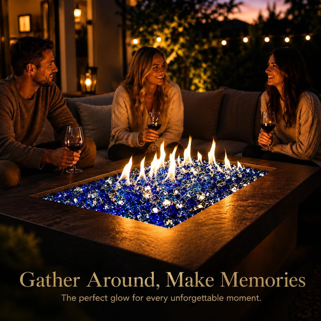 20 Lbs Fire Glass 1/2 Inch for Fire Pit Fireplace, Bahama Blend | High-Luster Reflective Tempered Glass Rocks, Fire Pit Glass Safe for Natural Gas or Propane Indoor Outdoor Use