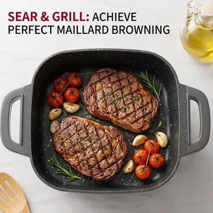 Multifunctional Square Electric Griddle with a Nonstick Coating and 5-Level Adjustable Temperature Control, Suitable for Stir-Frying, Deep-Frying, and Simmering—An Easy-To-Clean Kitchen Appliance.