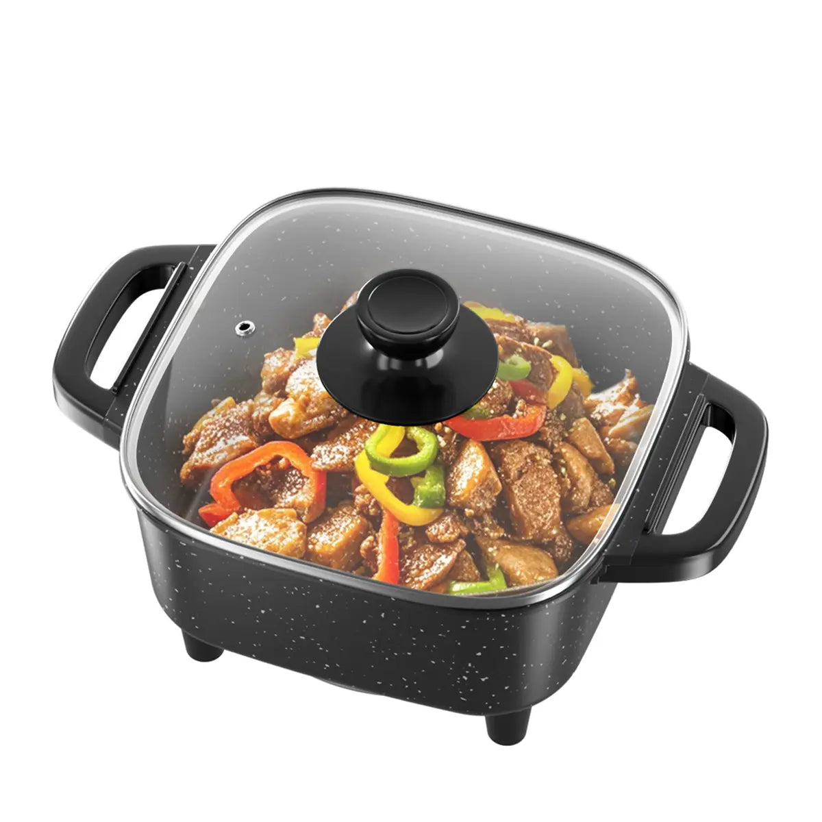 Multifunctional Square Electric Griddle with a Nonstick Coating and 5-Level Adjustable Temperature Control, Suitable for Stir-Frying, Deep-Frying, and Simmering—An Easy-To-Clean Kitchen Appliance.