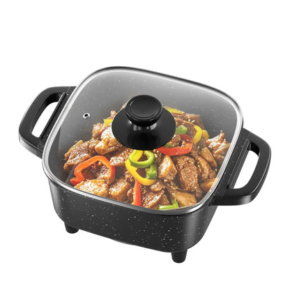 Multifunctional Square Electric Griddle with a Nonstick Coating and 5-Level Adjustable Temperature Control, Suitable for Stir-Frying, Deep-Frying, and Simmering—An Easy-To-Clean Kitchen Appliance.