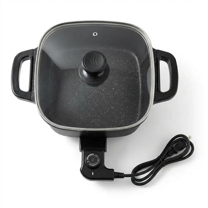 Multifunctional Square Electric Griddle with a Nonstick Coating and 5-Level Adjustable Temperature Control, Suitable for Stir-Frying, Deep-Frying, and Simmering—An Easy-To-Clean Kitchen Appliance.