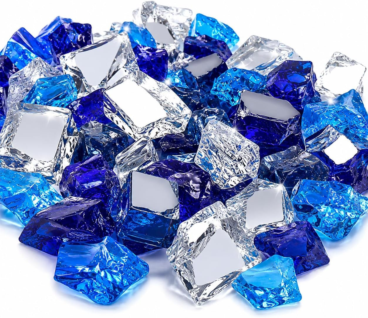 20 Lbs Fire Glass 1/2 Inch for Fire Pit Fireplace, Bahama Blend | High-Luster Reflective Tempered Glass Rocks, Fire Pit Glass Safe for Natural Gas or Propane Indoor Outdoor Use