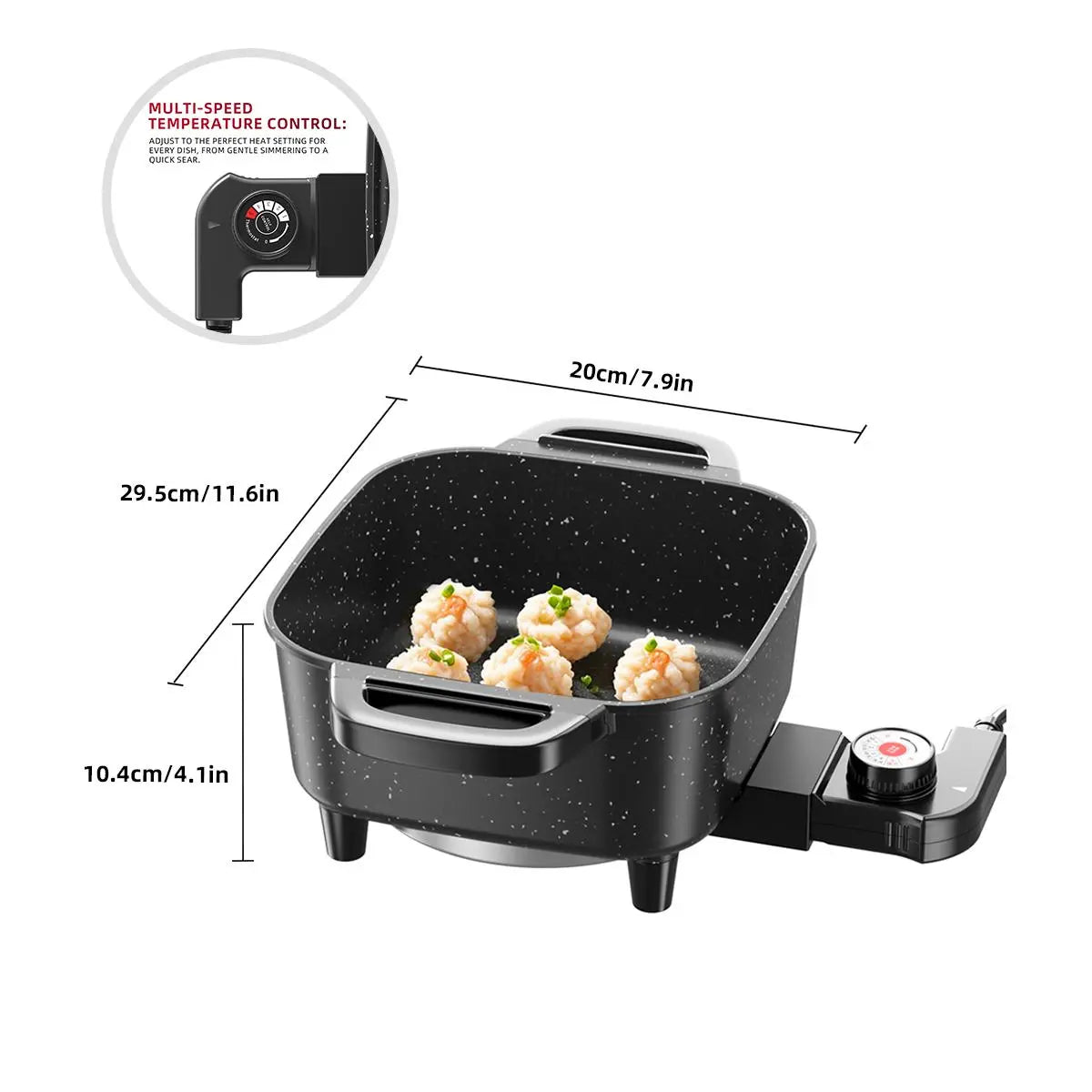Multifunctional Square Electric Griddle with a Nonstick Coating and 5-Level Adjustable Temperature Control, Suitable for Stir-Frying, Deep-Frying, and Simmering—An Easy-To-Clean Kitchen Appliance.