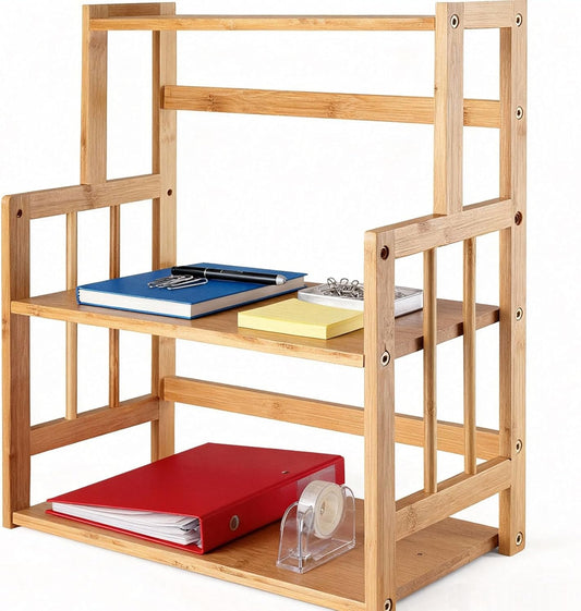 3-Tier Bamboo Spice Rack - Adjustable Kitchen Countertop Organizer for Herbs, Jars, and Bottles